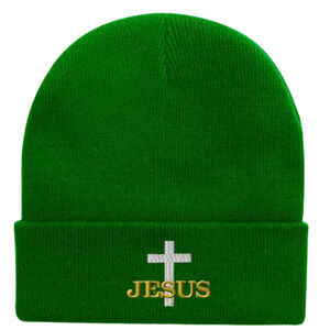 Embroidered Jesus Christian Acrylic Beanie, Unisex